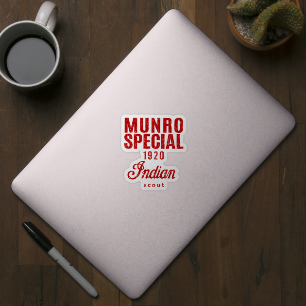 Munro Special - 'The world's fastest Indian' - worn red print by retropetrol